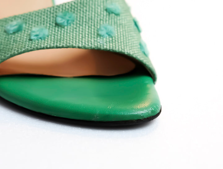 Vintage Gianni Versace Mules green, toe blemish