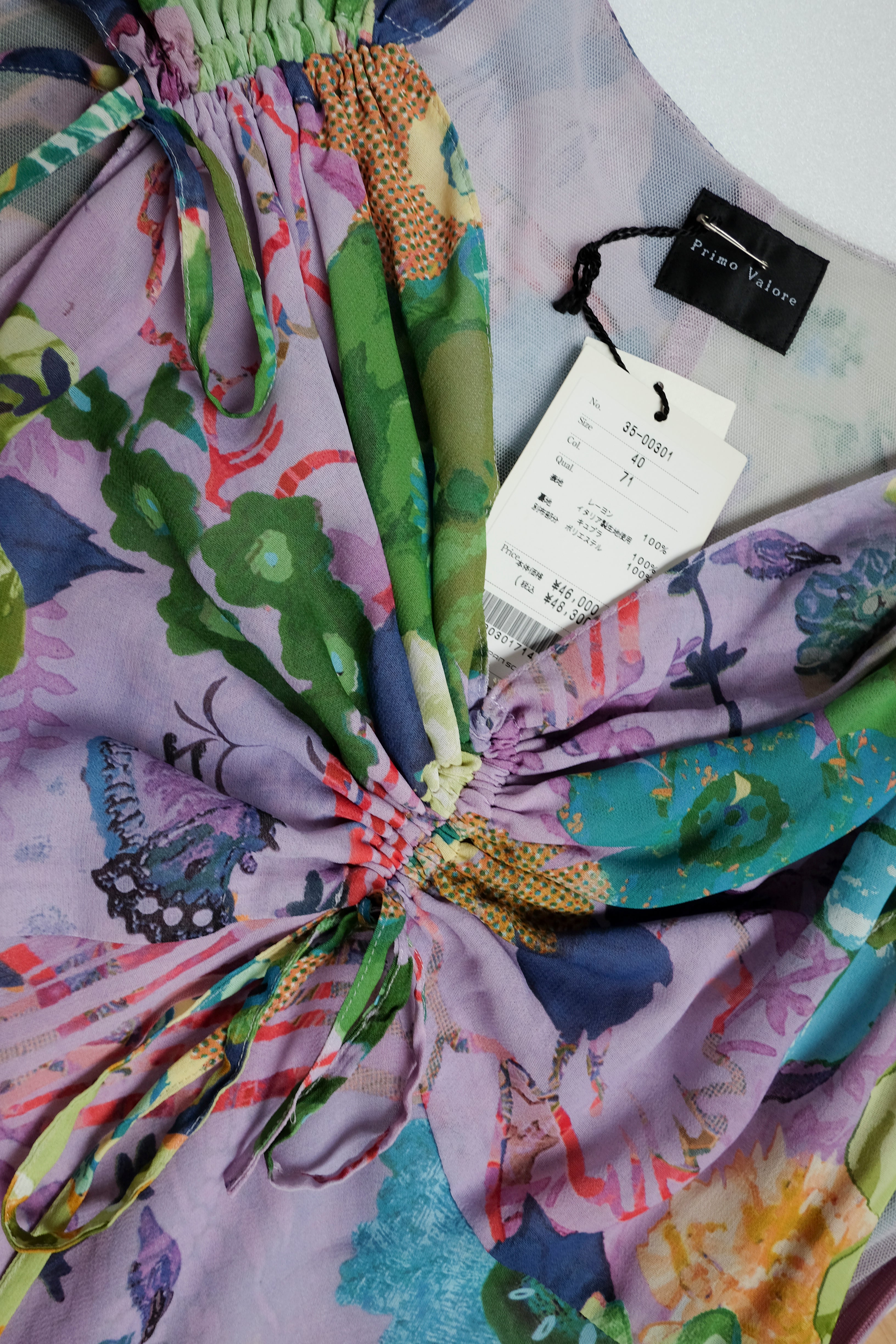vintage floral dress fabric detail