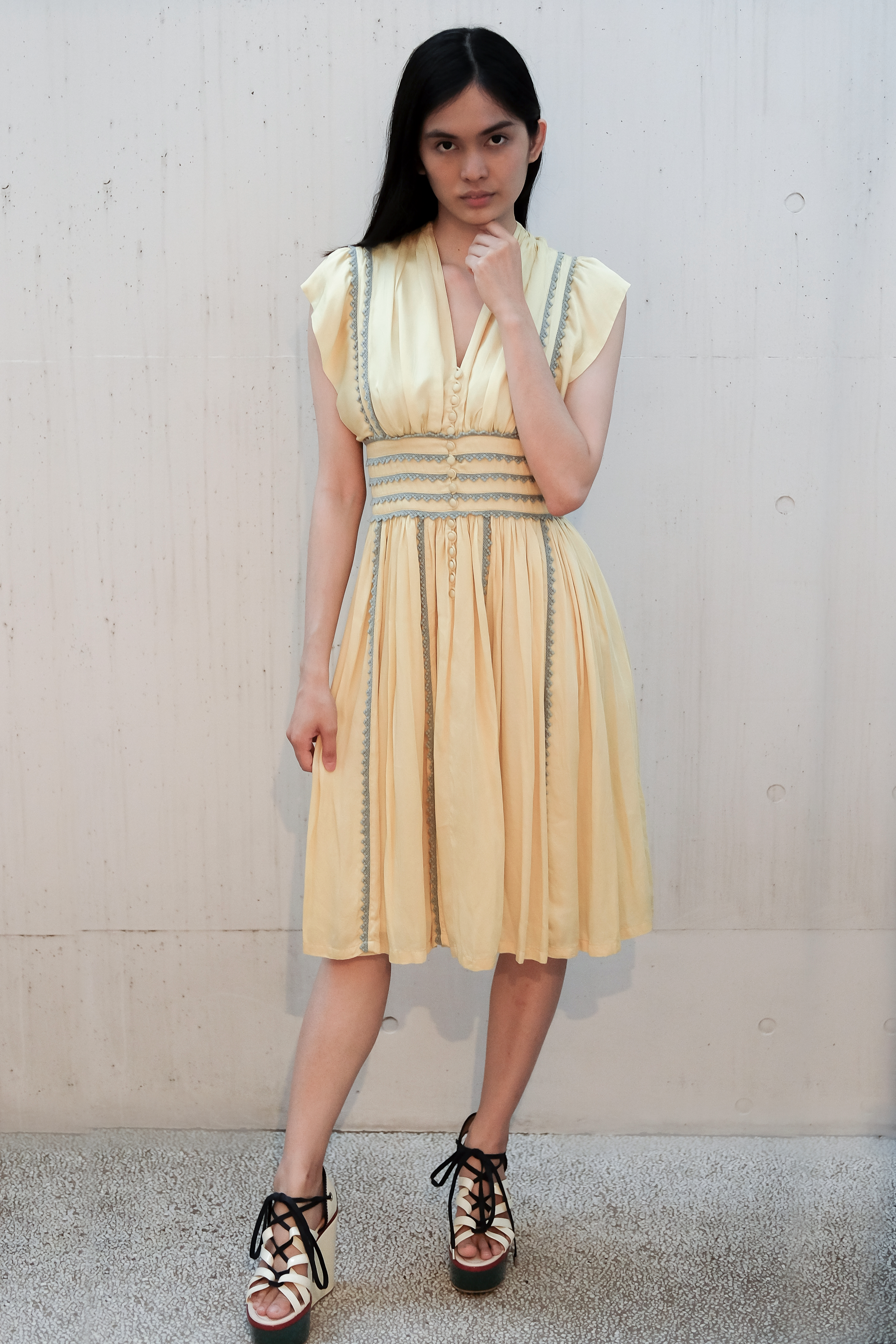Vintage Velnica  Dress front view yellow