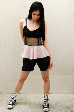 Toga Pulla Mesh Top black and pink